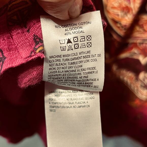 Lucky Brand Top Tunic Fuchsia Pink Knit Boho Artsy Scoop Neck Comfy Casual 2X - Picture 6 of 6